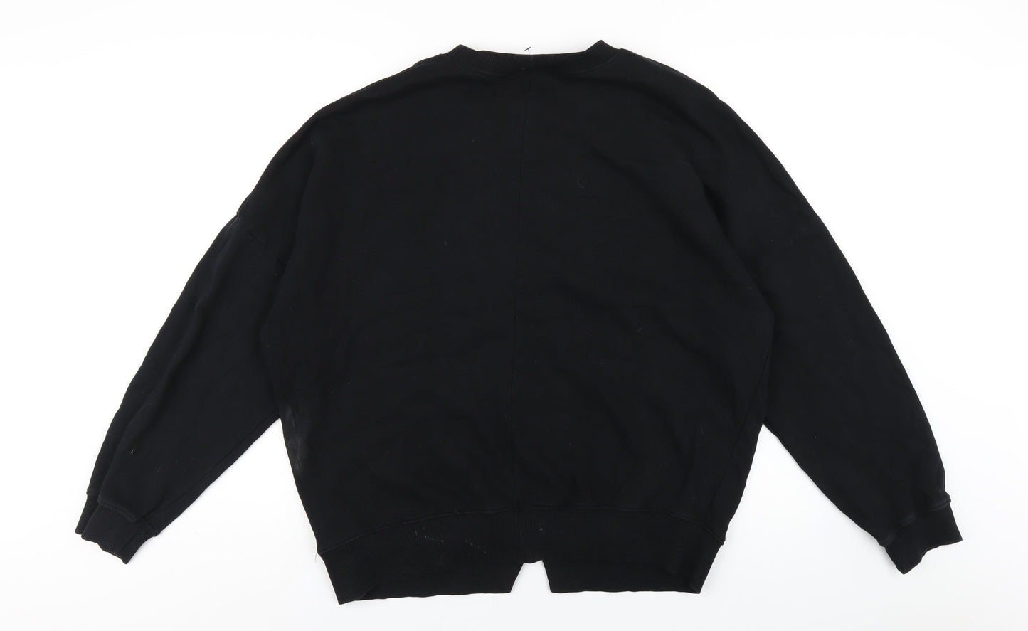 Topshop Womens Black Cotton Pullover Sweatshirt Size L Pullover