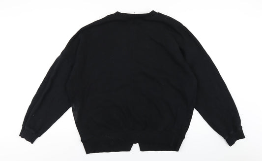 Topshop Womens Black Cotton Pullover Sweatshirt Size L Pullover