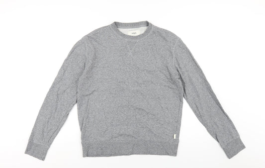 Marks and Spencer Mens Grey Cotton Pullover Sweatshirt Size S