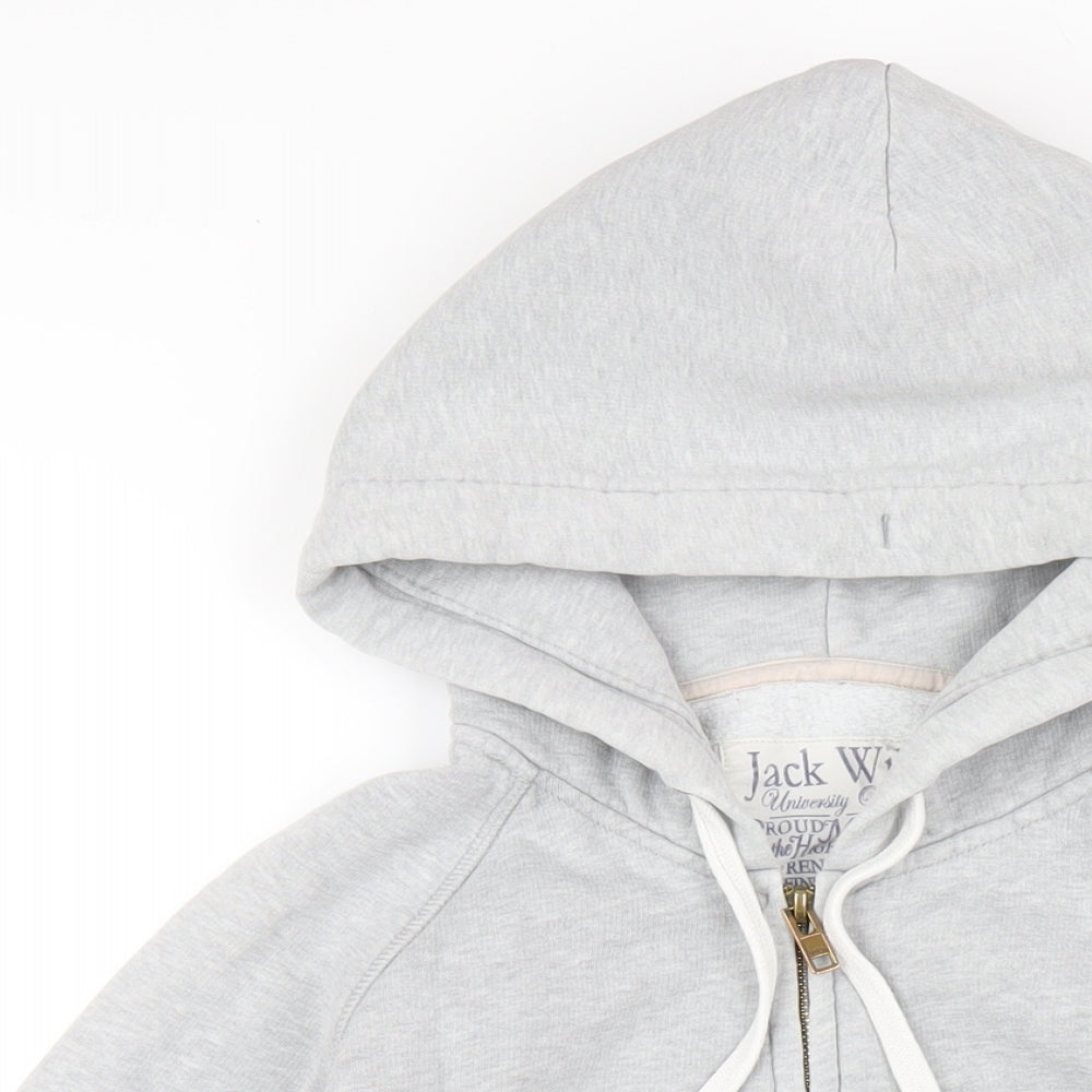 Jack Wills Womens Grey Cotton Full Zip Hoodie Size 10 Zip