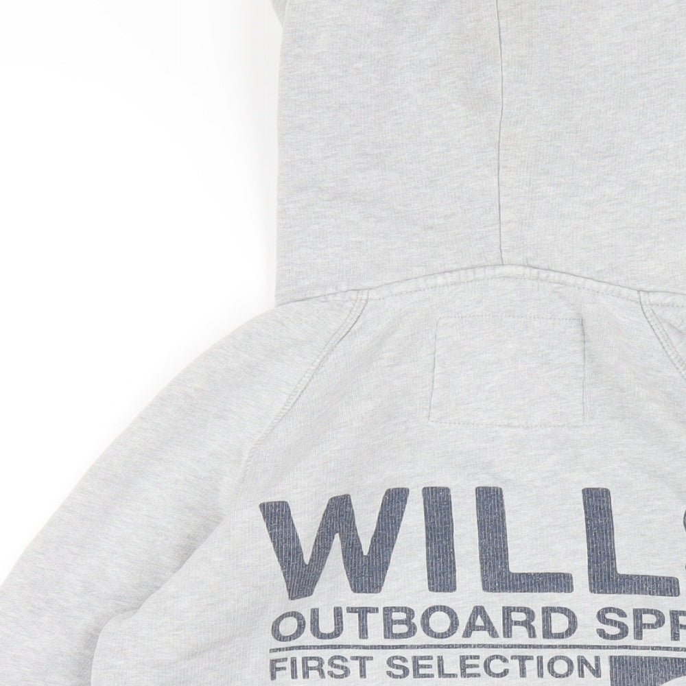 Jack Wills Womens Grey Cotton Full Zip Hoodie Size 10 Zip