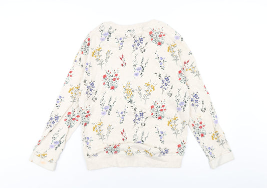 NEXT Girls Ivory Floral Cotton Pullover Sweatshirt Size 12 Years Pullover