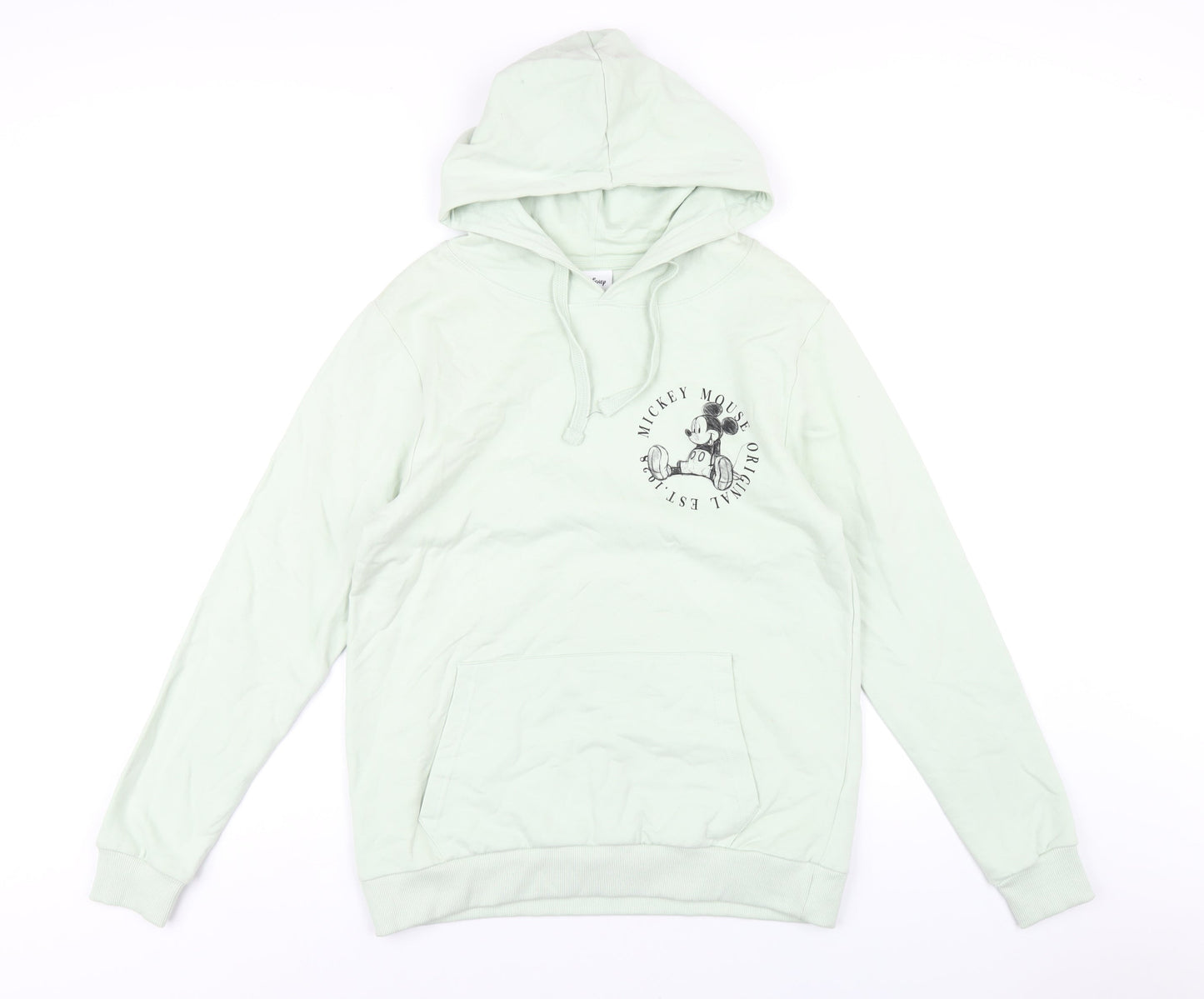 Disney Womens Green Cotton Pullover Hoodie Size 12 Pullover