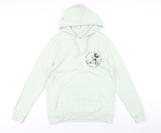Disney Womens Green Cotton Pullover Hoodie Size 12 Pullover