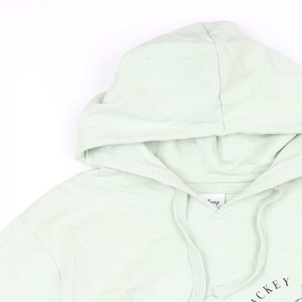 Disney Womens Green Cotton Pullover Hoodie Size 12 Pullover