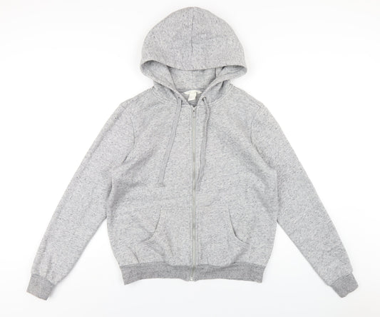 H&M Womens Grey Cotton Full Zip Hoodie Size M Zip