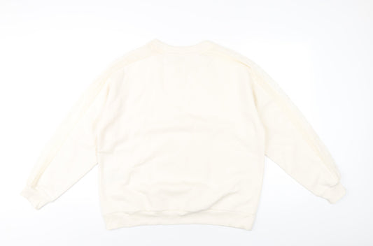 Marks and Spencer Womens Ivory Cotton Pullover Sweatshirt Size 16 Pullover - Lace Detail