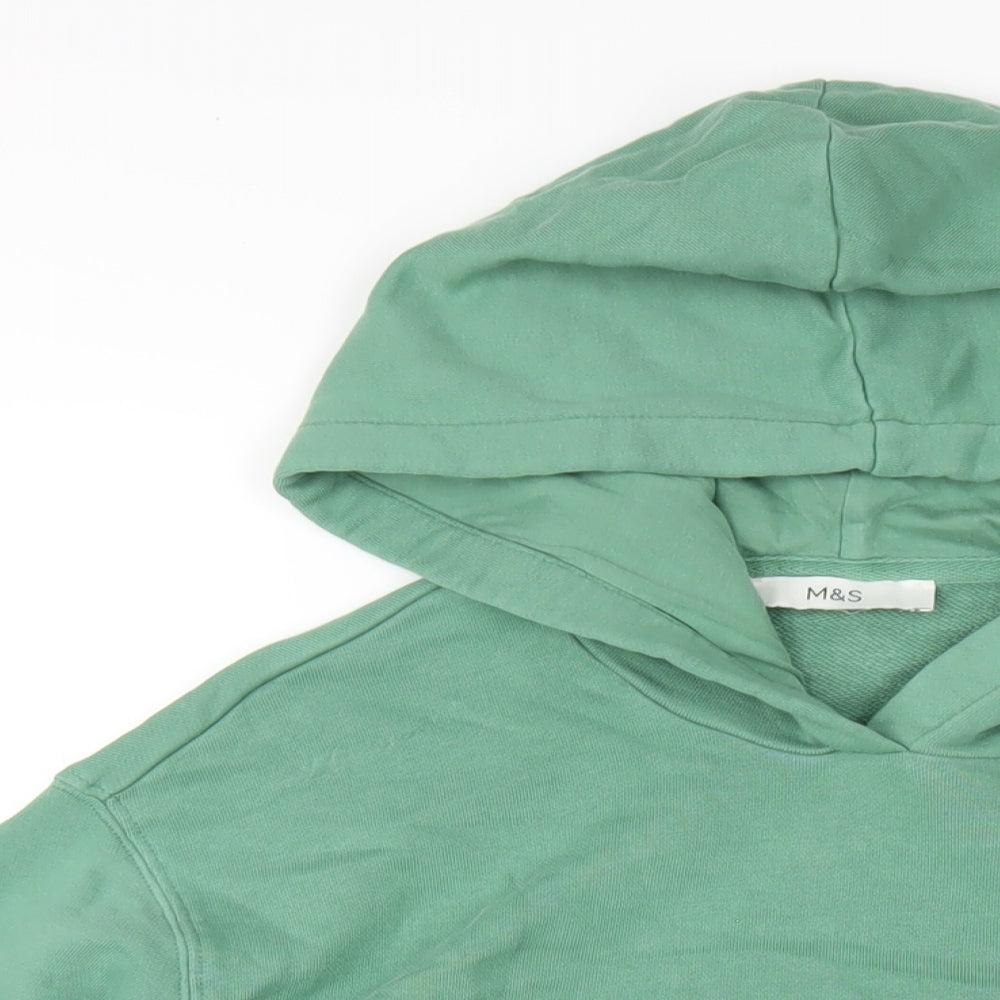 Marks and Spencer Womens Green Cotton Pullover Hoodie Size XS Pullover