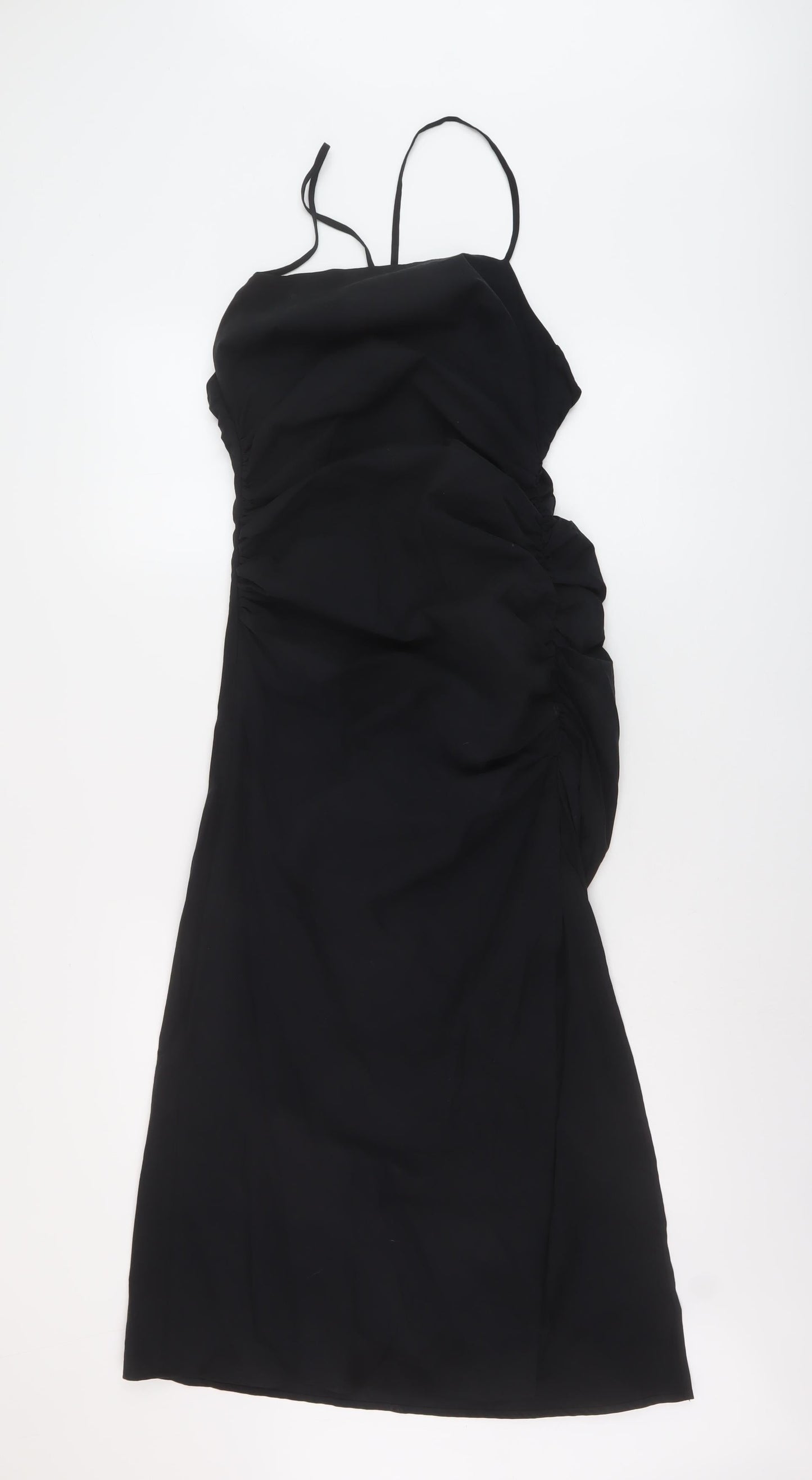 Zara Womens Black Cotton A-Line Size M Square Neck Zip