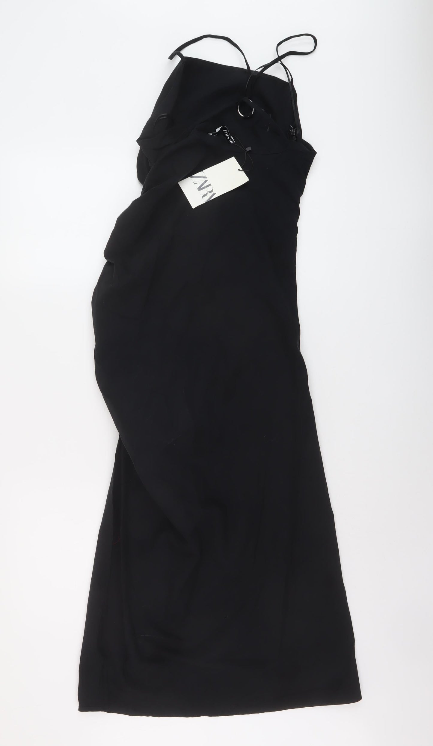 Zara Womens Black Cotton A-Line Size M Square Neck Zip