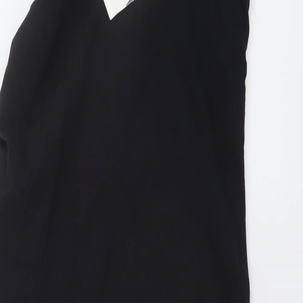 Zara Womens Black Cotton A-Line Size M Square Neck Zip
