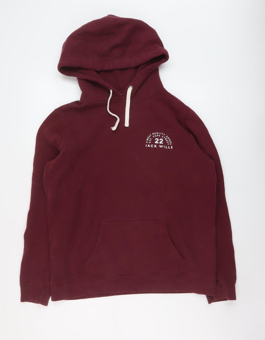 Jack Wills Womens Red Cotton Pullover Hoodie Size 12 Pullover