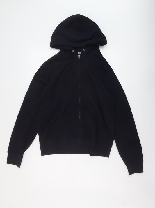 Unqilo Womens Blue Cotton Full Zip Hoodie Size S Zip