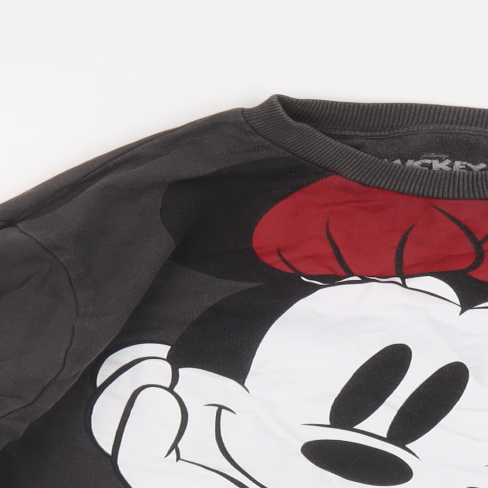 Mickey Womens Grey Cotton Pullover Sweatshirt Size L Pullover - Mickey Mouse