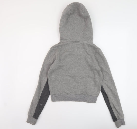 Pink Soda Womens Grey Cotton Full Zip Hoodie Size 4 Zip