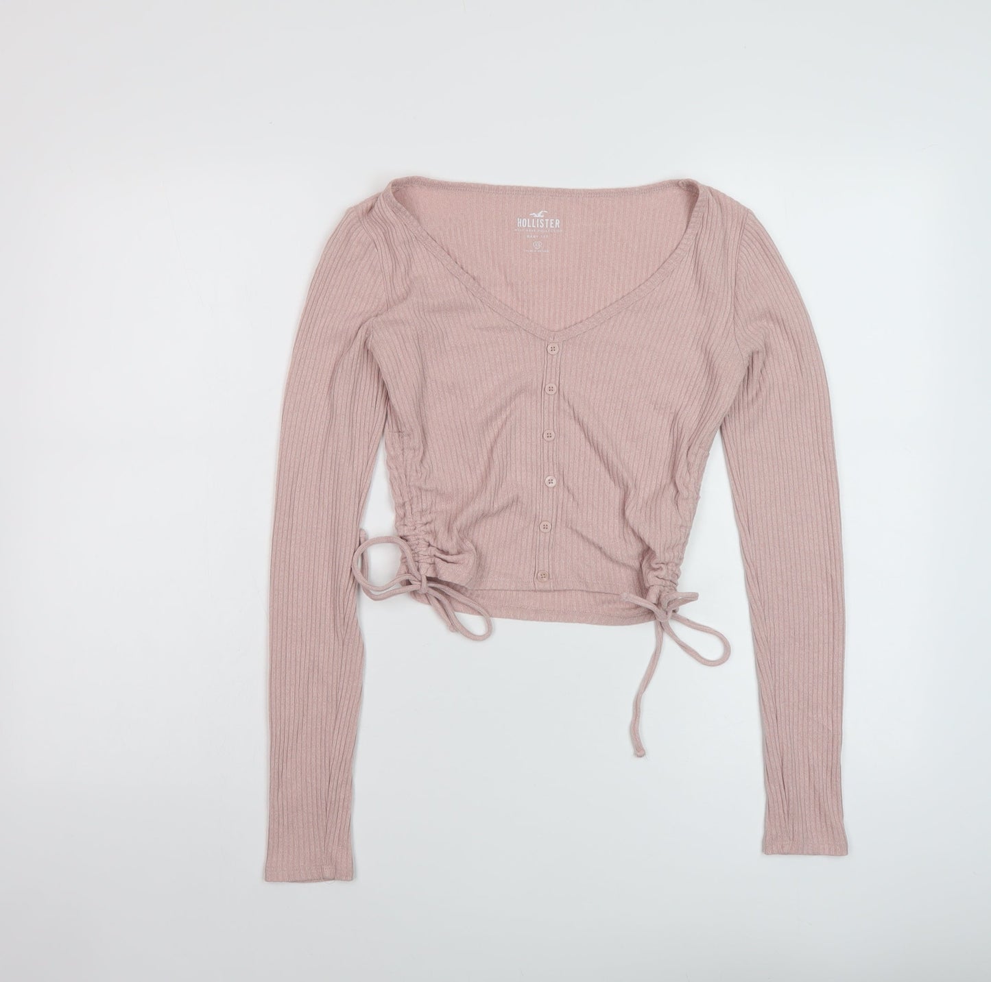 Hollister Womens Pink V-Neck Polyester Pullover Jumper Size XS