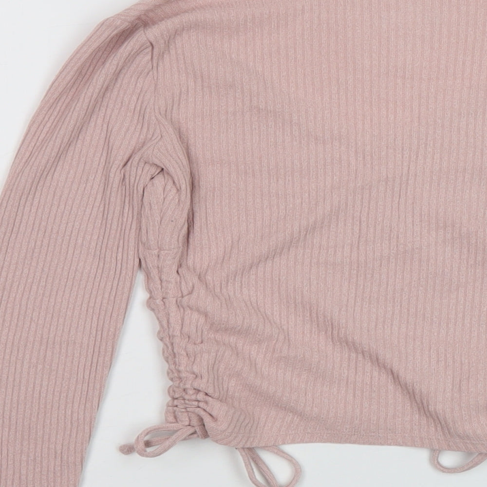 Hollister Womens Pink V-Neck Polyester Pullover Jumper Size XS