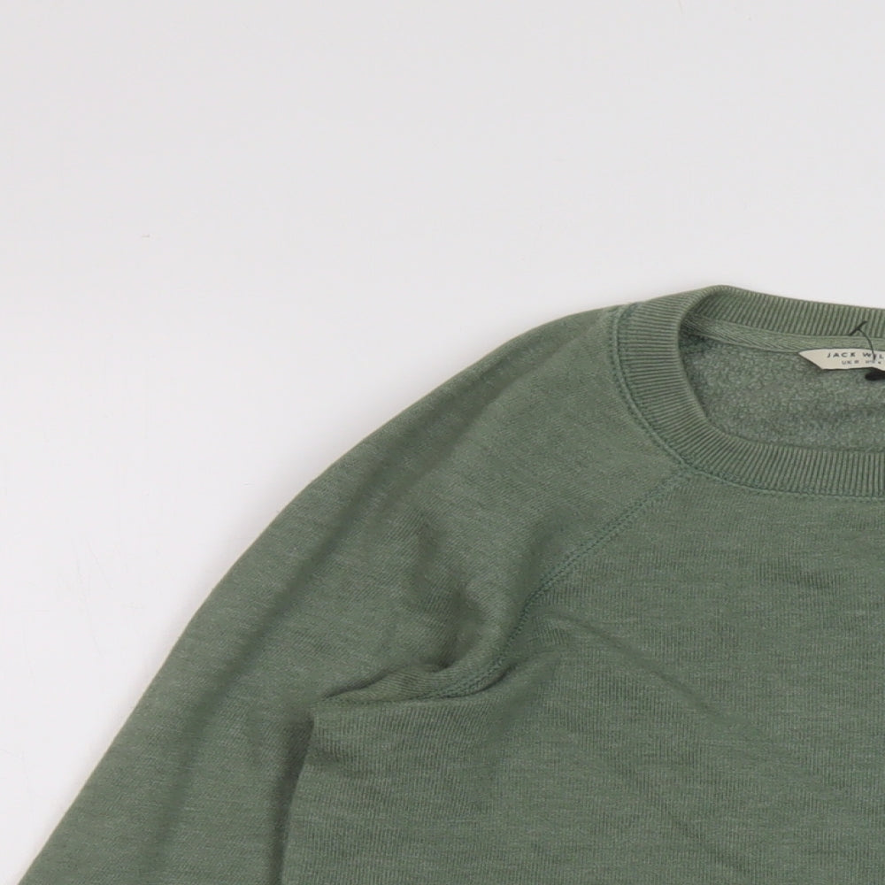 Jack Wills Womens Green Cotton Pullover Sweatshirt Size 8 Pullover