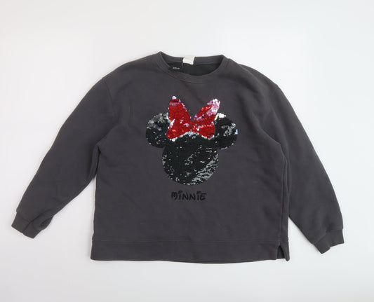 Zara Girls Grey Cotton Pullover Sweatshirt Size 13-14 Years Pullover - Minnie Mouse