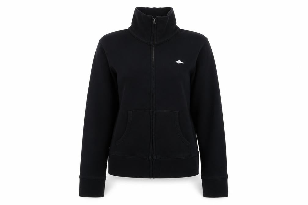 Roots Womens Black Cotton Full Zip Sweatshirt Size XS Zip