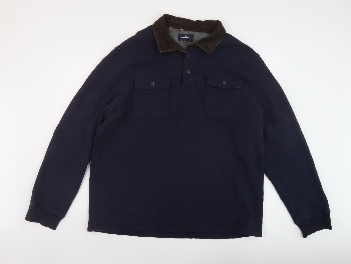 Blue Harbour Mens Blue Cotton Pullover Sweatshirt Size 2XL