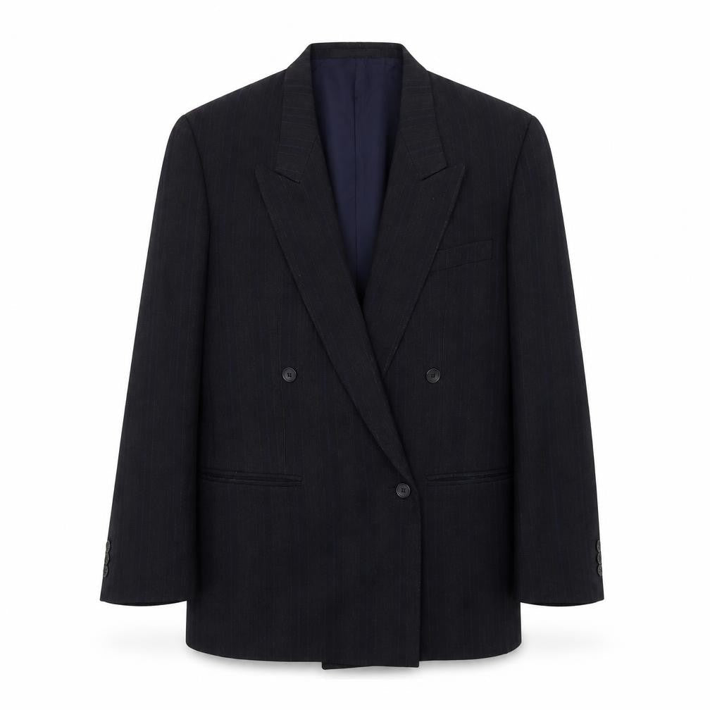 Anton Ferrare Mens Blue Striped Wool Jacket Suit Jacket Size 40 Regular