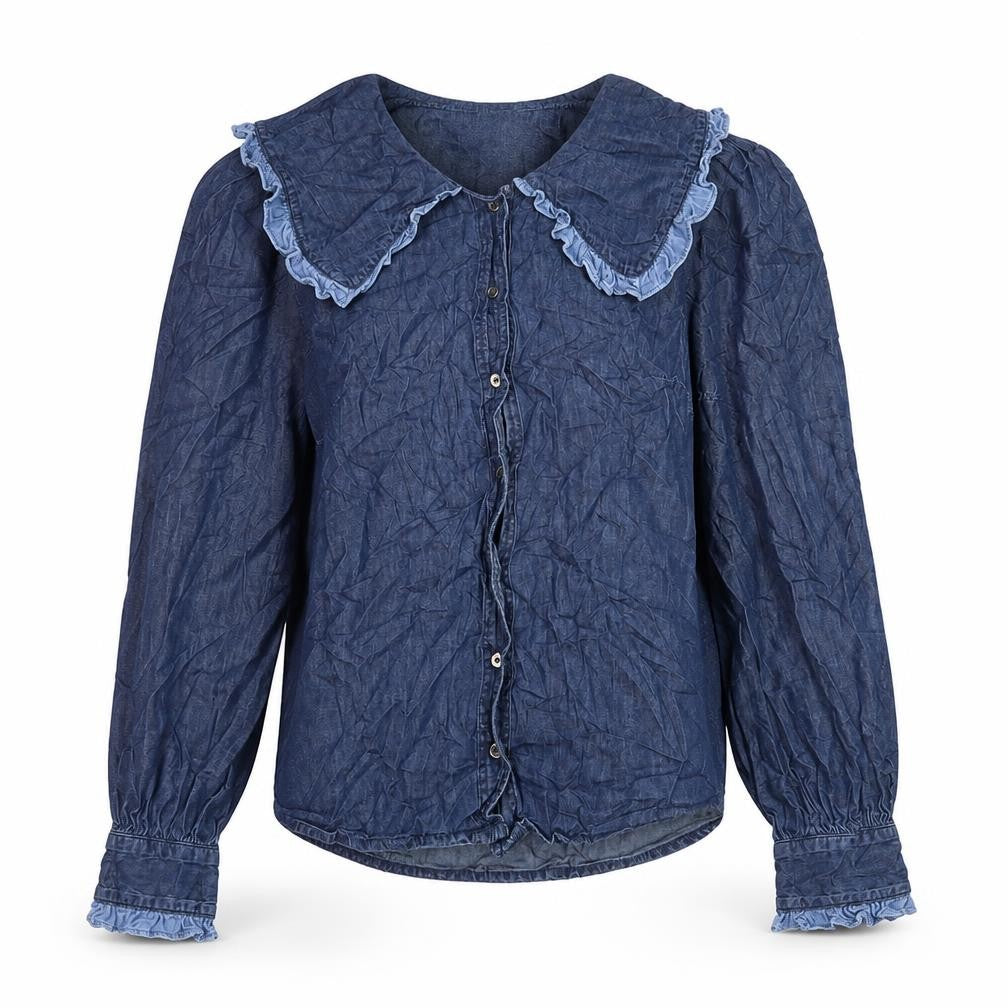 Dorothy Perkins Womens Blue Cotton Basic Button-Up Size 12 Collared