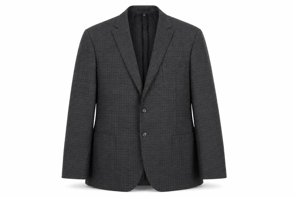 Marks and Spencer Mens Grey Check Polyester Jacket Suit Jacket Size 46 Regular - Unlined