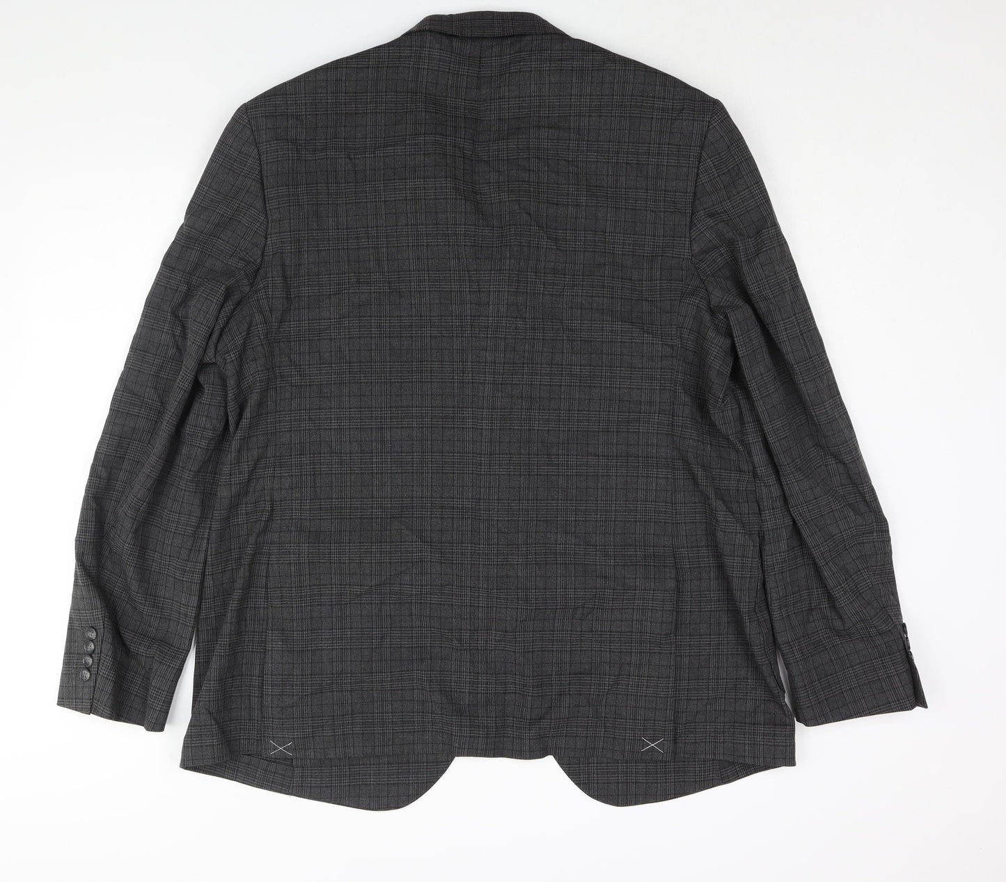 Marks and Spencer Mens Grey Check Polyester Jacket Suit Jacket Size 46 Regular - Unlined