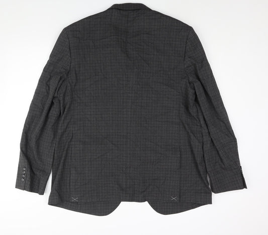 Marks and Spencer Mens Grey Check Polyester Jacket Suit Jacket Size 46 Regular - Unlined