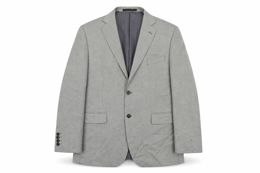 Marks and Spencer Mens Grey Herringbone Polyester Jacket Suit Jacket Size 44 Regular