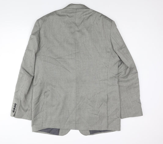 Marks and Spencer Mens Grey Herringbone Polyester Jacket Suit Jacket Size 44 Regular
