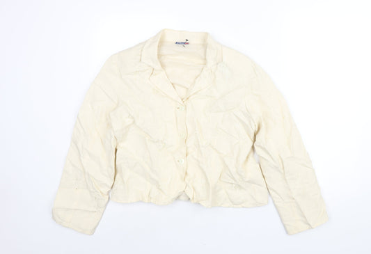 Phool Womens Ivory Floral Jacket Size 16 Button - Embroidered