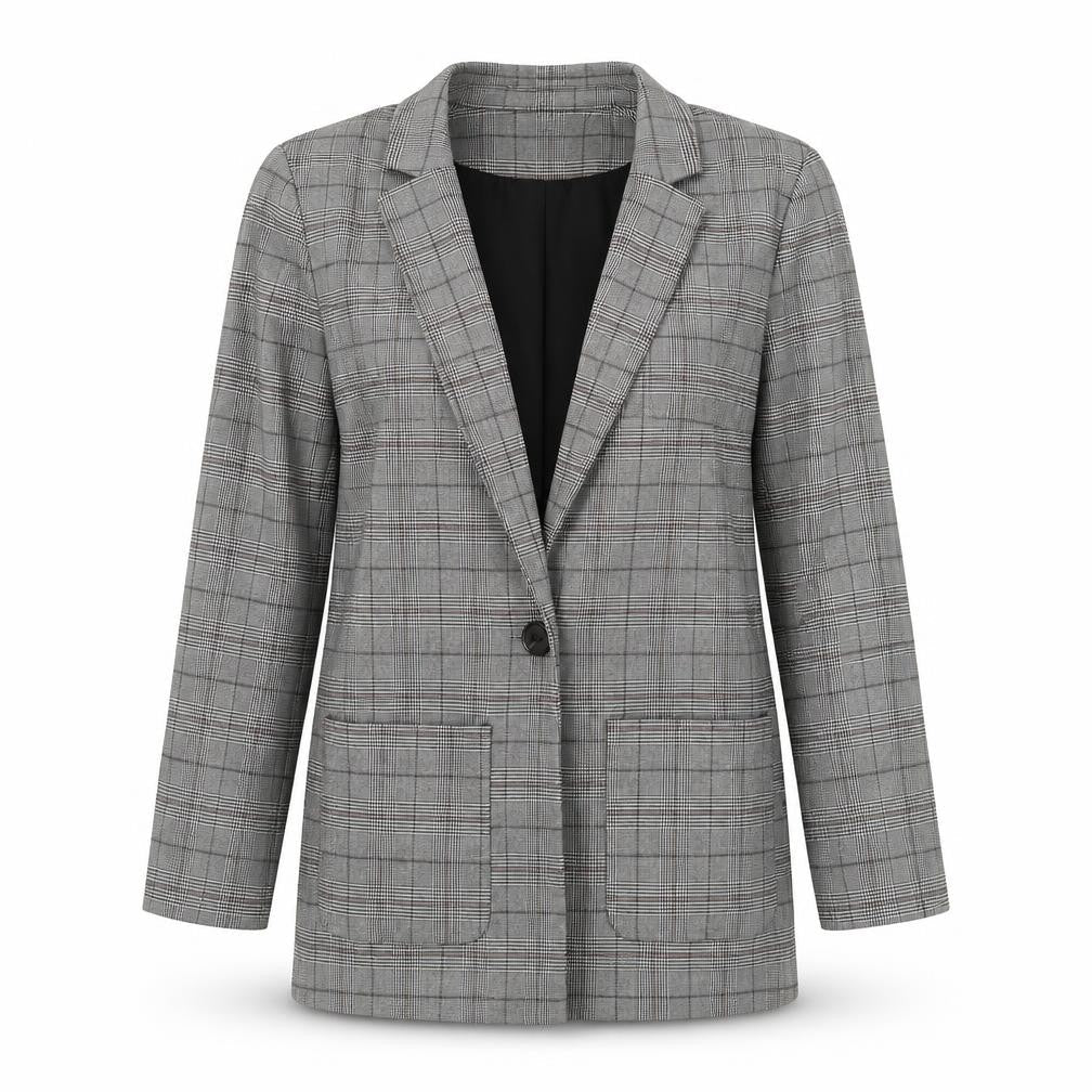 Divided by H&M Womens Grey Check Jacket Blazer Size XS Button
