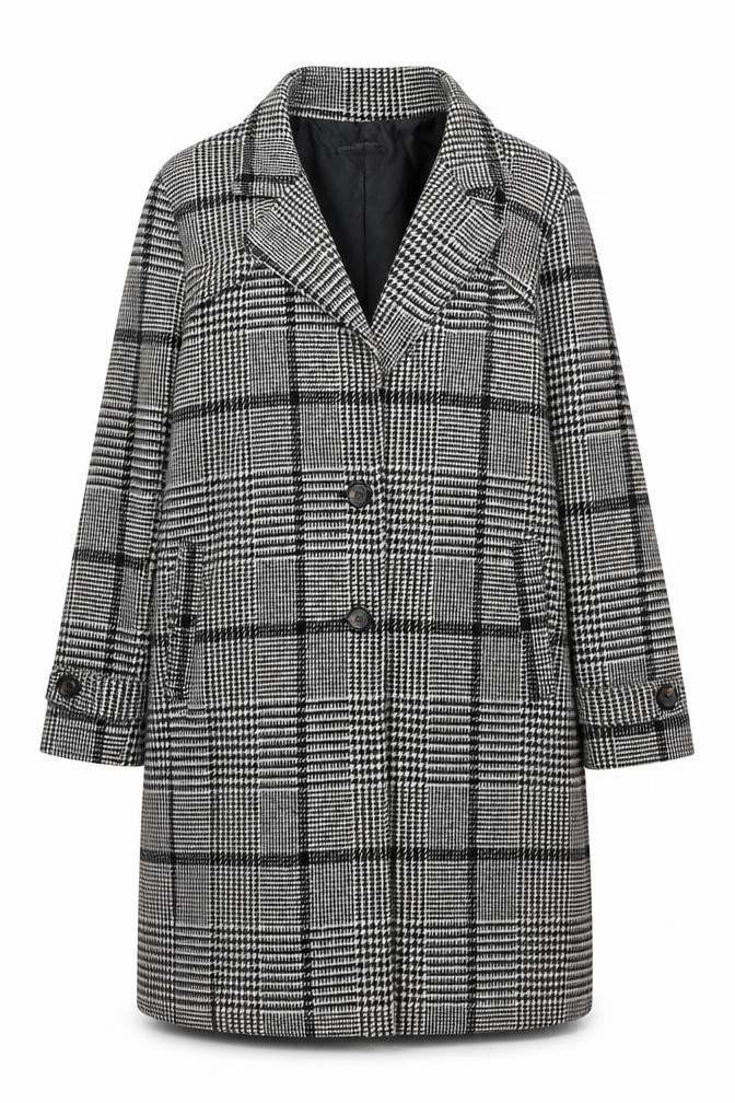 Terranova Womens Black Check Overcoat Coat Size XL Button