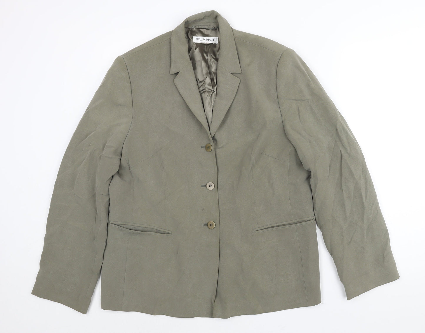 Planet Womens Grey Silk Jacket Suit Jacket Size 16