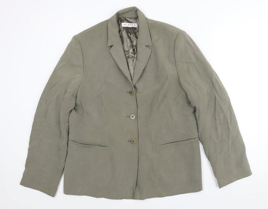 Planet Womens Grey Silk Jacket Suit Jacket Size 16