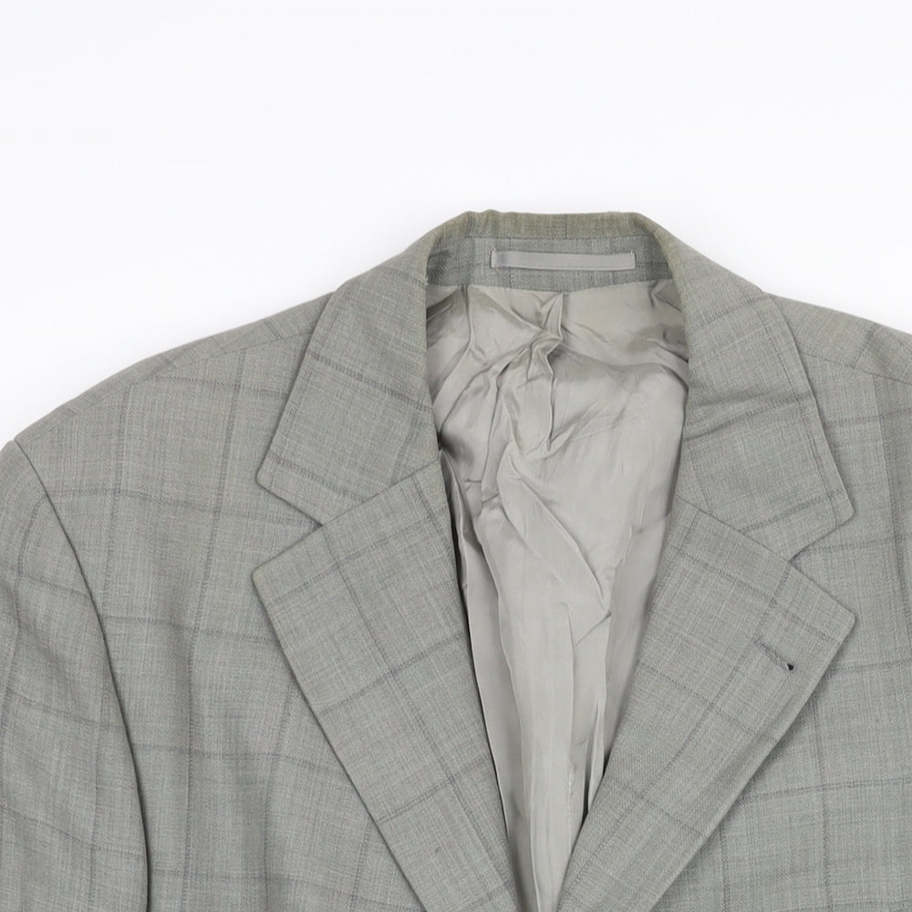 Boss Mens Grey Check Wool Jacket Suit Jacket Size 44 Regular