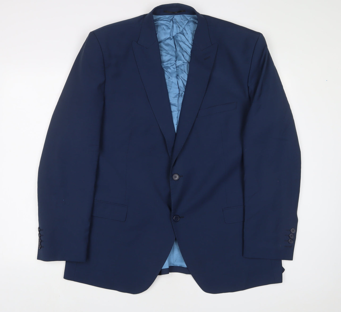 Saint Hilaire Mens Blue Polyester Jacket Suit Jacket Size 46 Regular