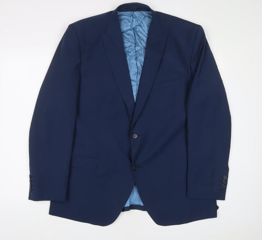 Saint Hilaire Mens Blue Polyester Jacket Suit Jacket Size 46 Regular