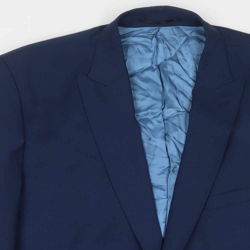 Saint Hilaire Mens Blue Polyester Jacket Suit Jacket Size 46 Regular