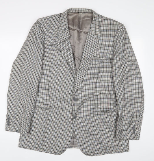 Sergio Valentino Mens Grey Plaid Wool Jacket Suit Jacket Size 44 Regular