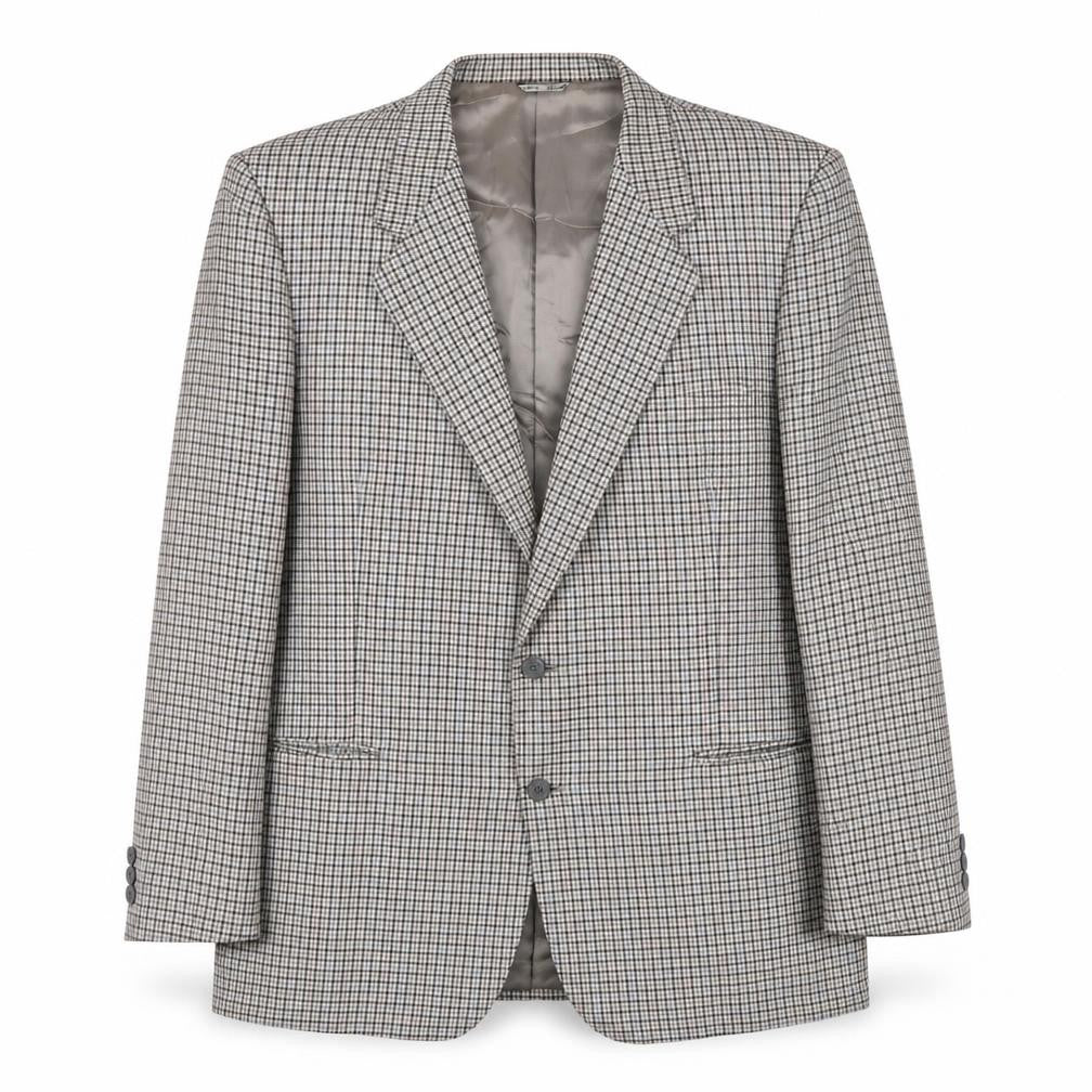 Sergio Valentino Mens Grey Plaid Wool Jacket Suit Jacket Size 44 Regular