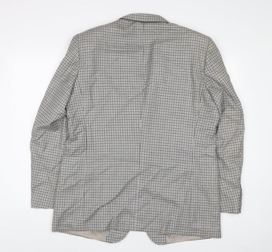 Sergio Valentino Mens Grey Plaid Wool Jacket Suit Jacket Size 44 Regular