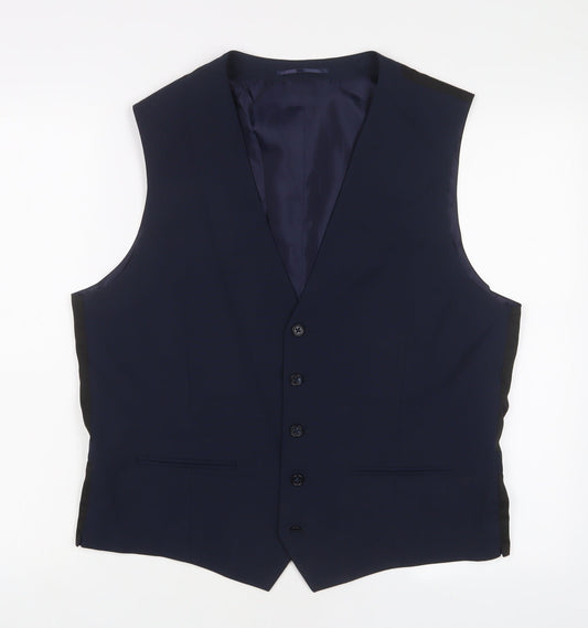 Ventura Mens Blue Polyester Jacket Suit Waistcoat Size 42 Regular
