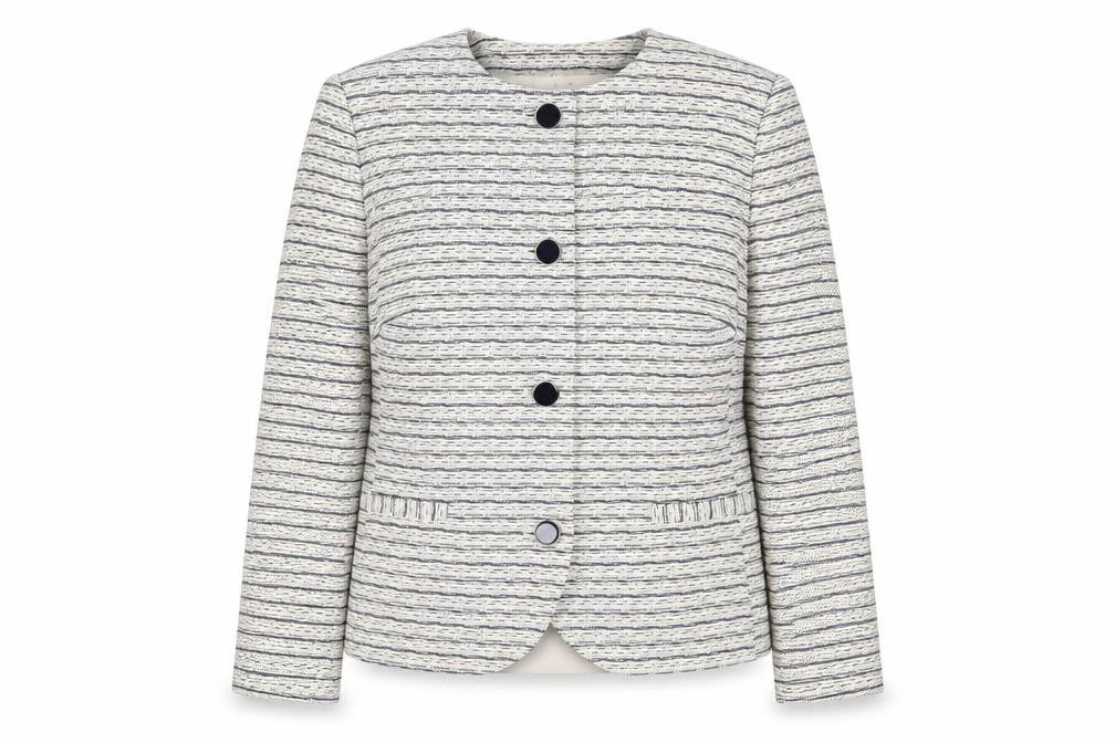 Classics Womens Blue Geometric Jacket Size 18 Button