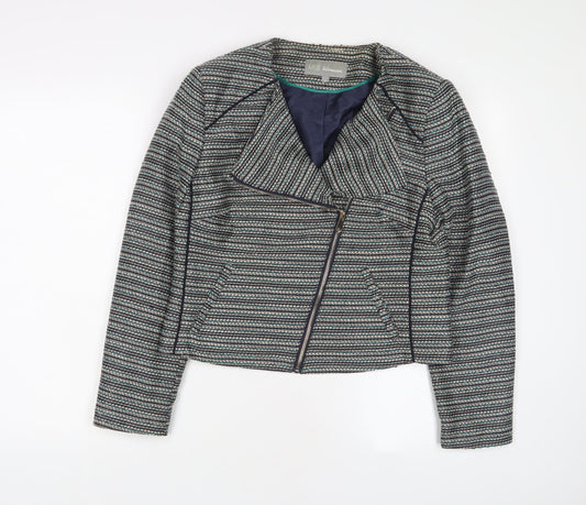 Marks and Spencer Womens Grey Geometric Jacket Size 14 Zip