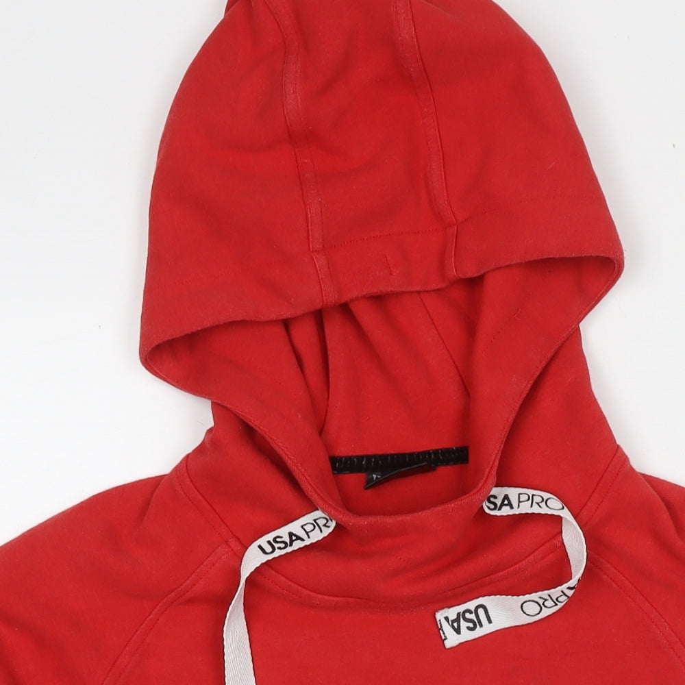 USA Pro Womens Red Cotton Pullover Hoodie Size 10 Pullover - Logo