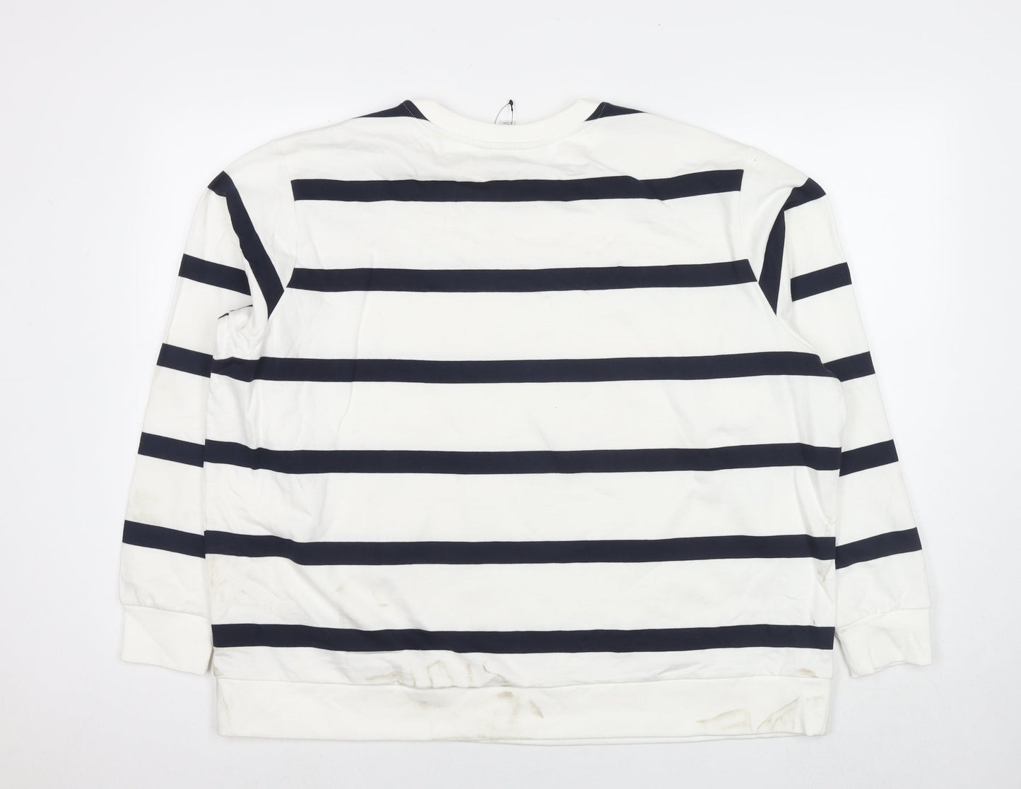 Marks and Spencer Womens White Striped Cotton Pullover Sweatshirt Size XL Pullover