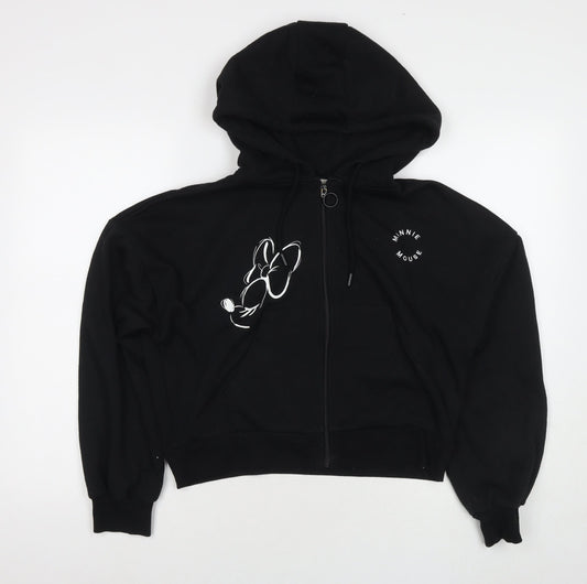 Disney Womens Black Polyester Pullover Hoodie Size S Zip - Minnie Mouse
